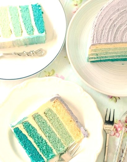 Blue Ombre Birthday Cake (by Lisa Lemony Kitchen)