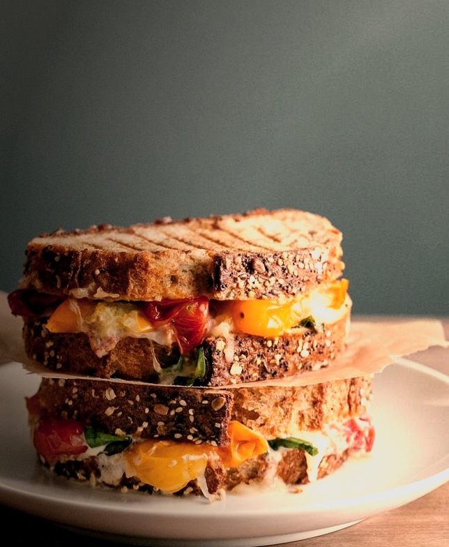 roasted tomato basil grilled cheese.